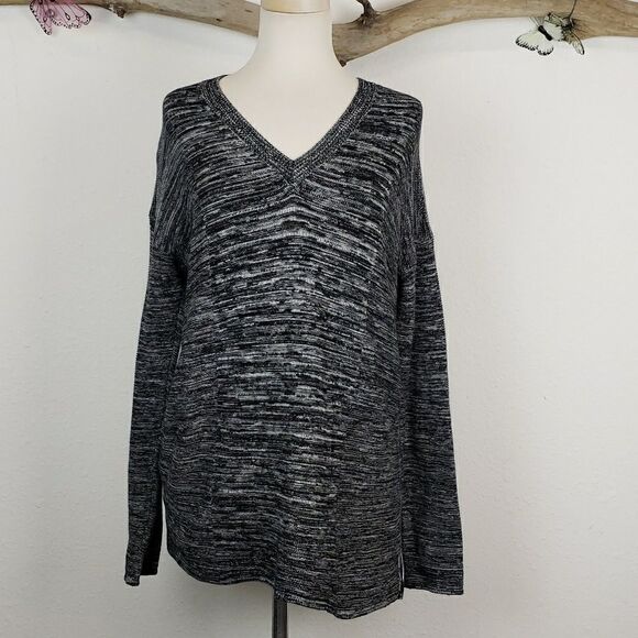 Ellen tracy marled black and white knit tunic top - Picture 1 of 8